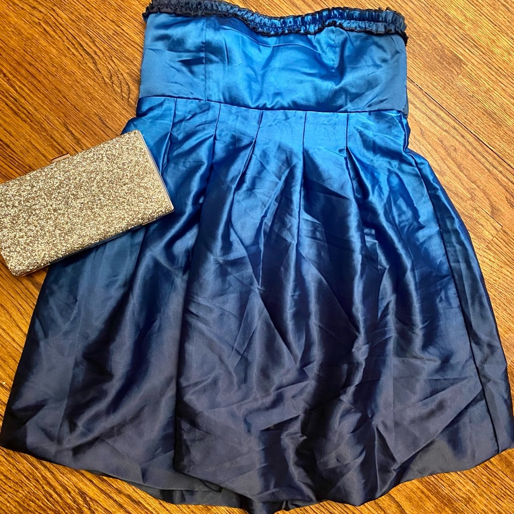 Beautiful Blue strapless bubble formal dress by Ruby Rox